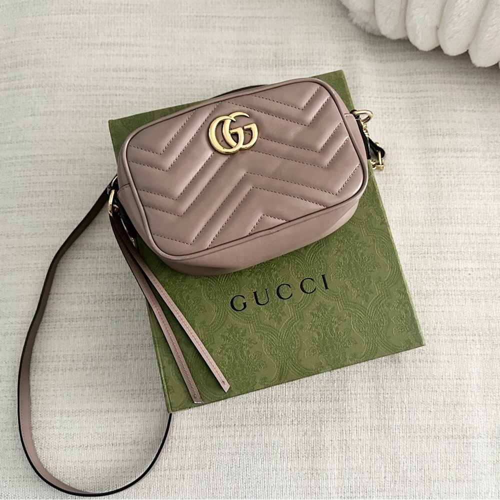 AUTHENTIC Gucci GG Marmont Mini Camera/Shoulder Bag- Dusty Rose